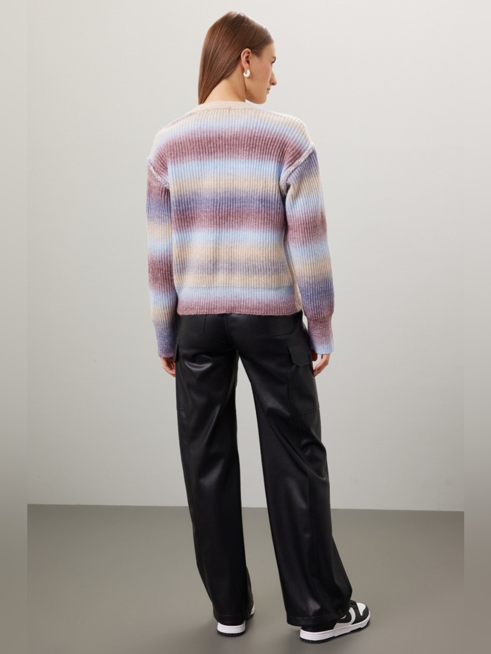 Gradient Ribbed Button-Front Cardigan Sweater - Pastel Multi - Picture 3 of 8